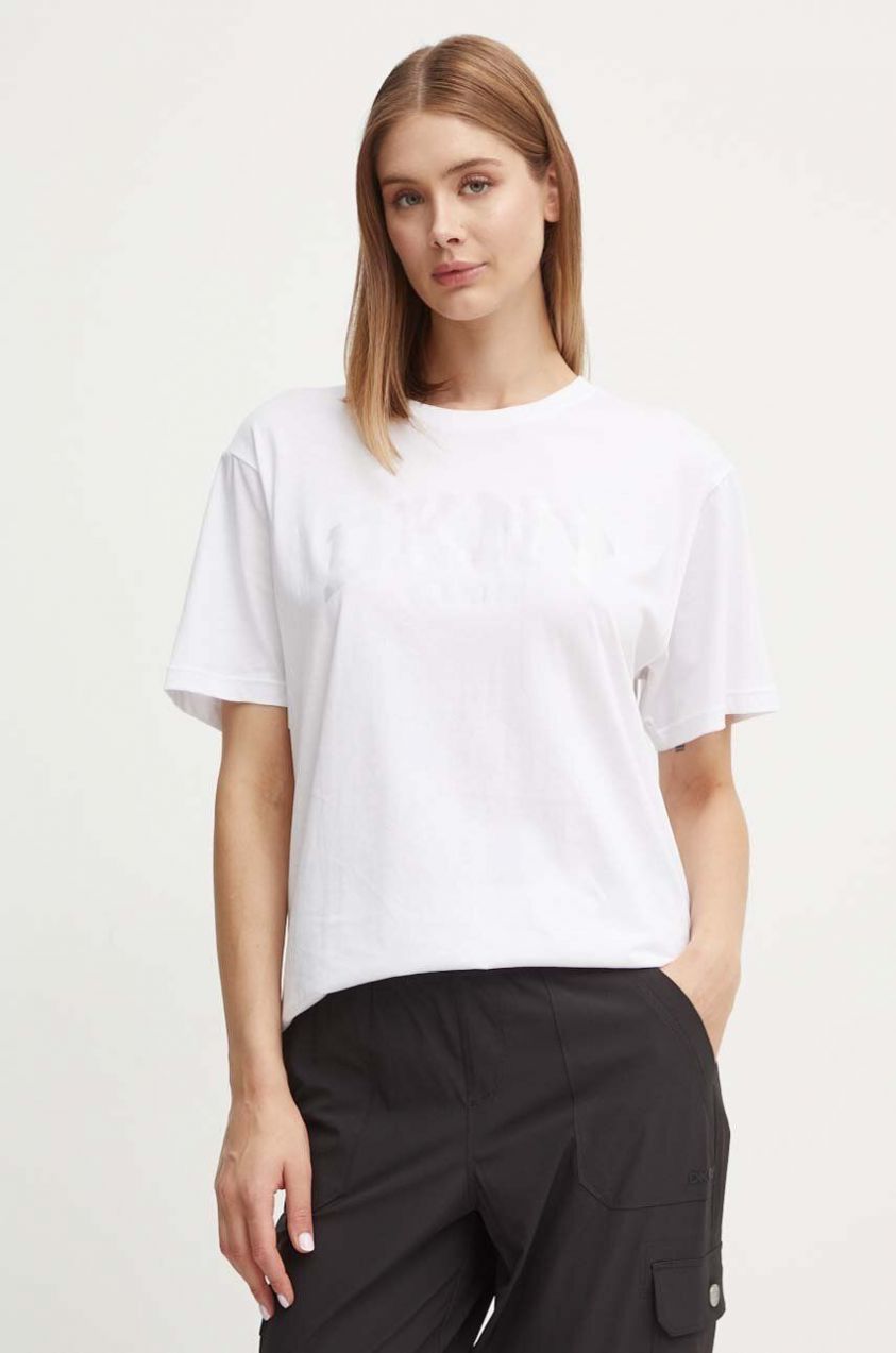 Bavlnené tričko Dkny dámske, biela farba, DP4T9812