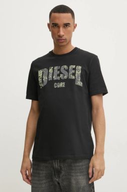 Tričko Diesel T-ADJUST-R25 T-SHIRT pánske, čierna farba, s potlačou, A17268.0PLAT