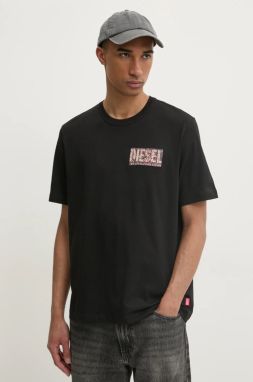 Tričko Diesel T-ADJUST-R19 T-SHIRT pánske, čierna farba, s nášivkou, A17257.0AGRI