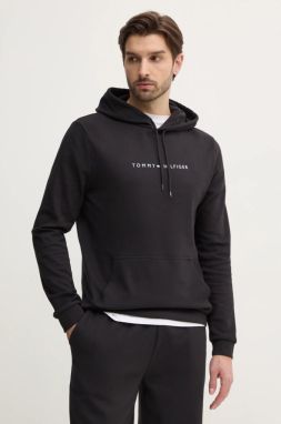 Mikina Tommy Hilfiger pánska, čierna farba, s kapucňou, s nášivkou, UM0UM03506