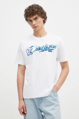 Bavlnené tričko Diesel T-ADJUST-R7 T-SHIRT pánske, biela farba, s potlačou, A16406.0QIAM
