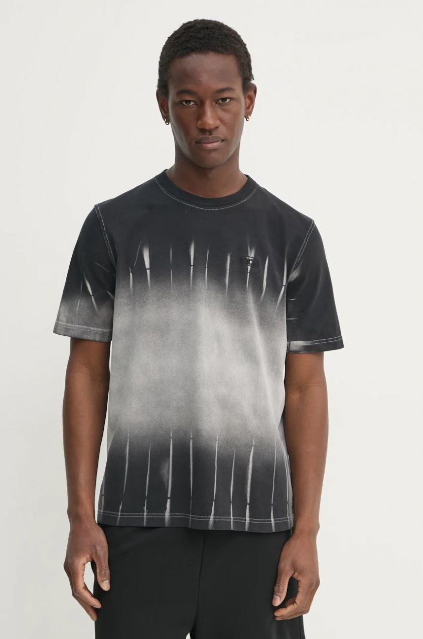 Bavlnené tričko Diesel T-ADJUST-R21 T-SHIRT pánske, čierna farba, vzorované, A17801.0SLBQ