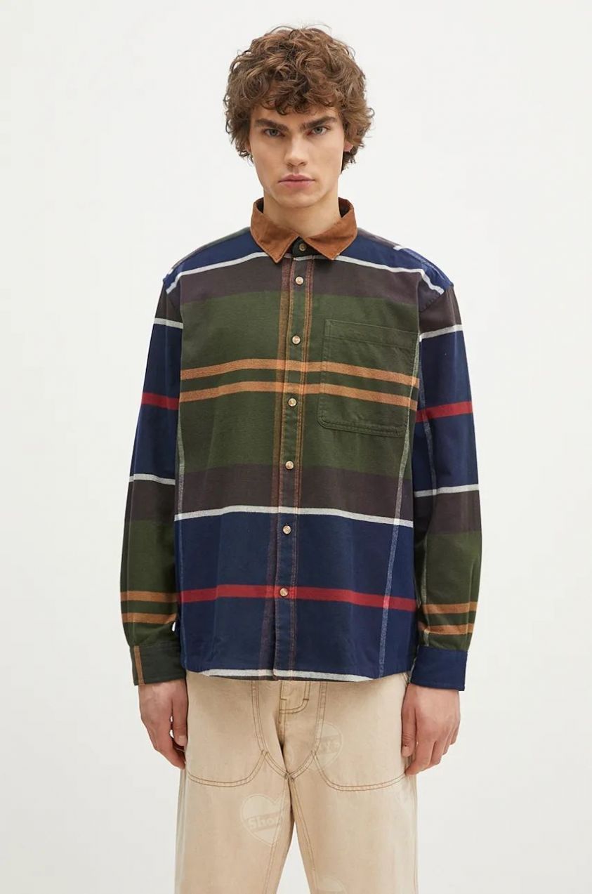 Bavlnená košeľa Barbour Bushlane OS Tartan Shirt pánska, voľný strih, s klasickým golierom, MSH5532
