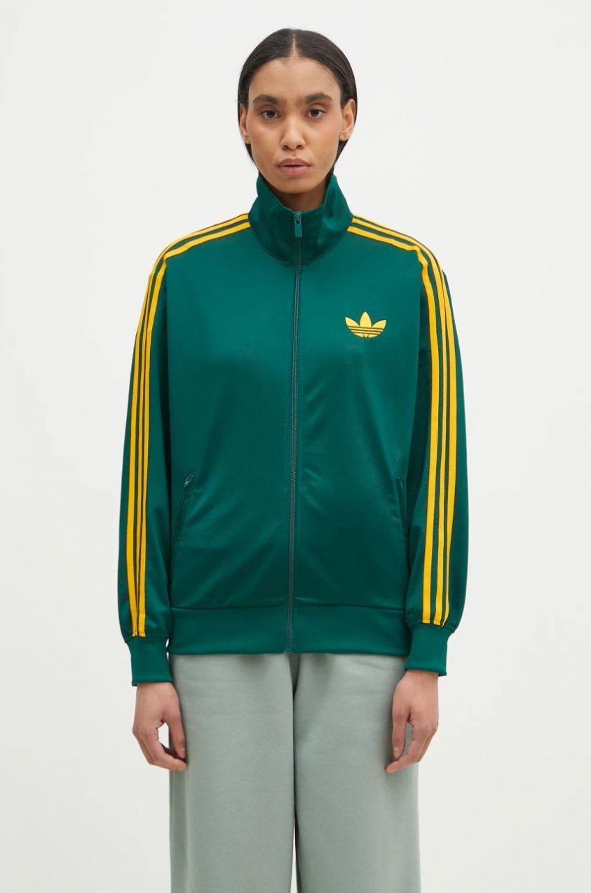 Mikina adidas Originals Firebird dámska, zelená farba, vzorovaná, JP2299