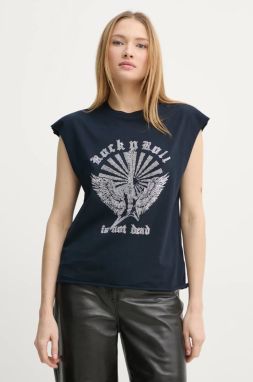 Bavlnené tričko ZADIG&VOLTAIRE dámske, tmavomodrá farba, JWTT01265