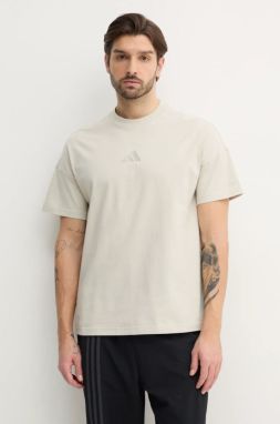 Bavlnené tričko adidas ALL SZN pánske, béžová farba, s nášivkou, JI6403
