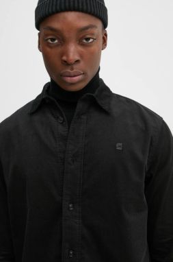 Bavlnená košeľa G-Star Raw pánska, čierna farba, regular, s klasickým golierom, D25196-D751