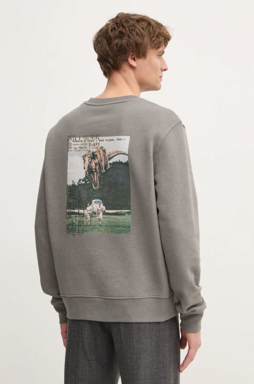 Mikina ZADIG&VOLTAIRE pánska, šedá farba, s potlačou, JMSS00251