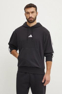 Mikina adidas Essentials pánska, čierna farba, s kapucňou, s nášivkou, JD1874