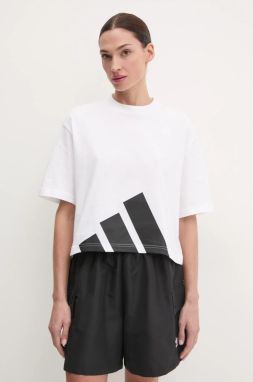 Bavlnené tričko adidas Essentials dámsky, biela farba, JG8737
