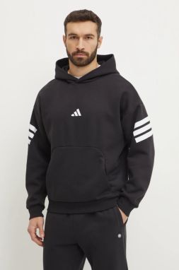 Mikina adidas Future Icons pánska, čierna farba, s kapucňou, s potlačou, JD4838
