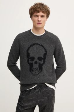 Vlnený sveter ZADIG&VOLTAIRE pánsky, šedá farba, KMSW01718