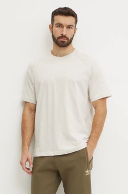 Bavlnené tričko adidas Originals Essential pánske, béžová farba, jednofarebné, JD3277