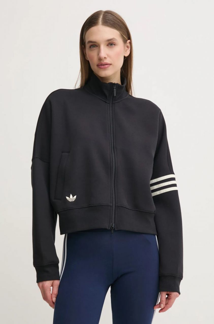 Mikina adidas Originals Neuclassics dámska, čierna farba, vzorovaná, JI8495