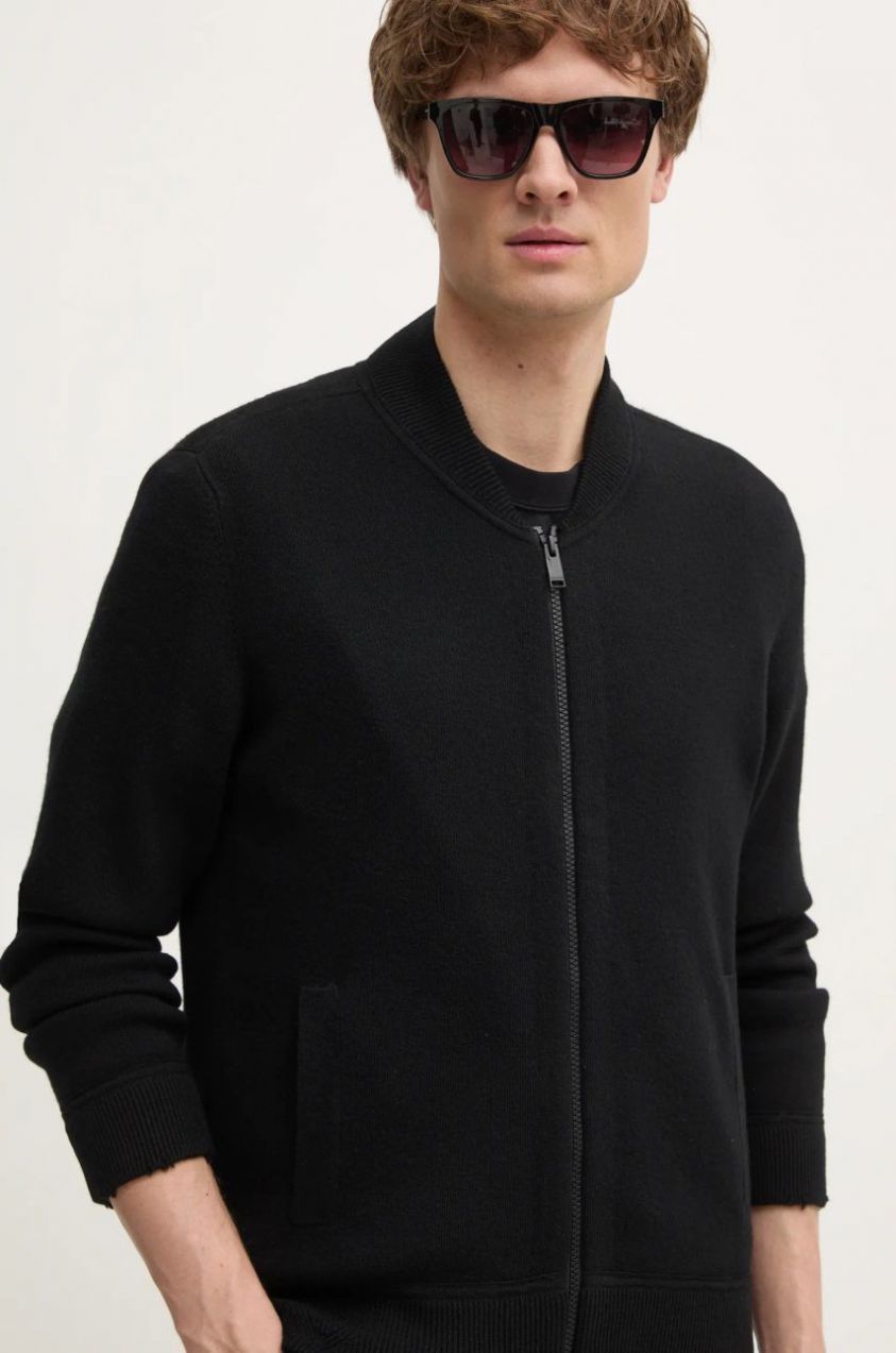 Vlnený kardigán ZADIG&VOLTAIRE čierna farba, KMCA00227