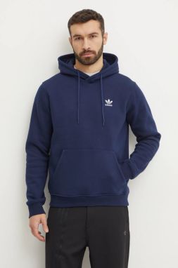 Mikina adidas Originals Essential pánska, tmavomodrá farba, s kapucňou, jednofarebná, IY4929