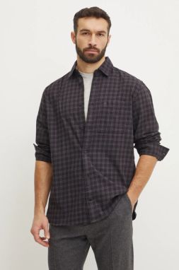 Košeľa Calvin Klein pánska, čierna farba, voľný strih, s klasickým golierom, K10K113819
