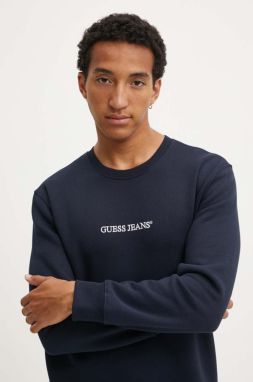 Mikina Guess Jeans tmavomodrá farba, s nášivkou, M4YQ19 K9V31