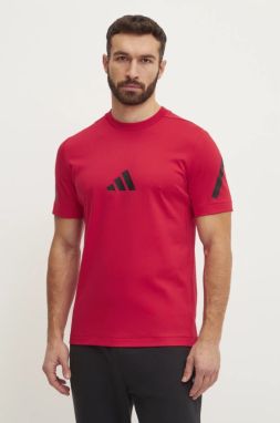 Bavlnené tričko adidas Z.N.E. pánske, červená farba, s potlačou, JC7922