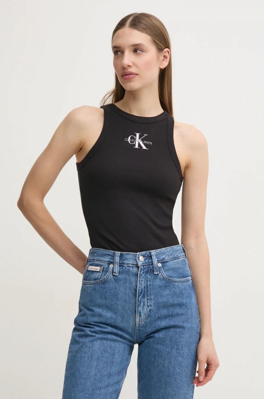 Top Calvin Klein Jeans dámsky, čierna farba, J20J225301