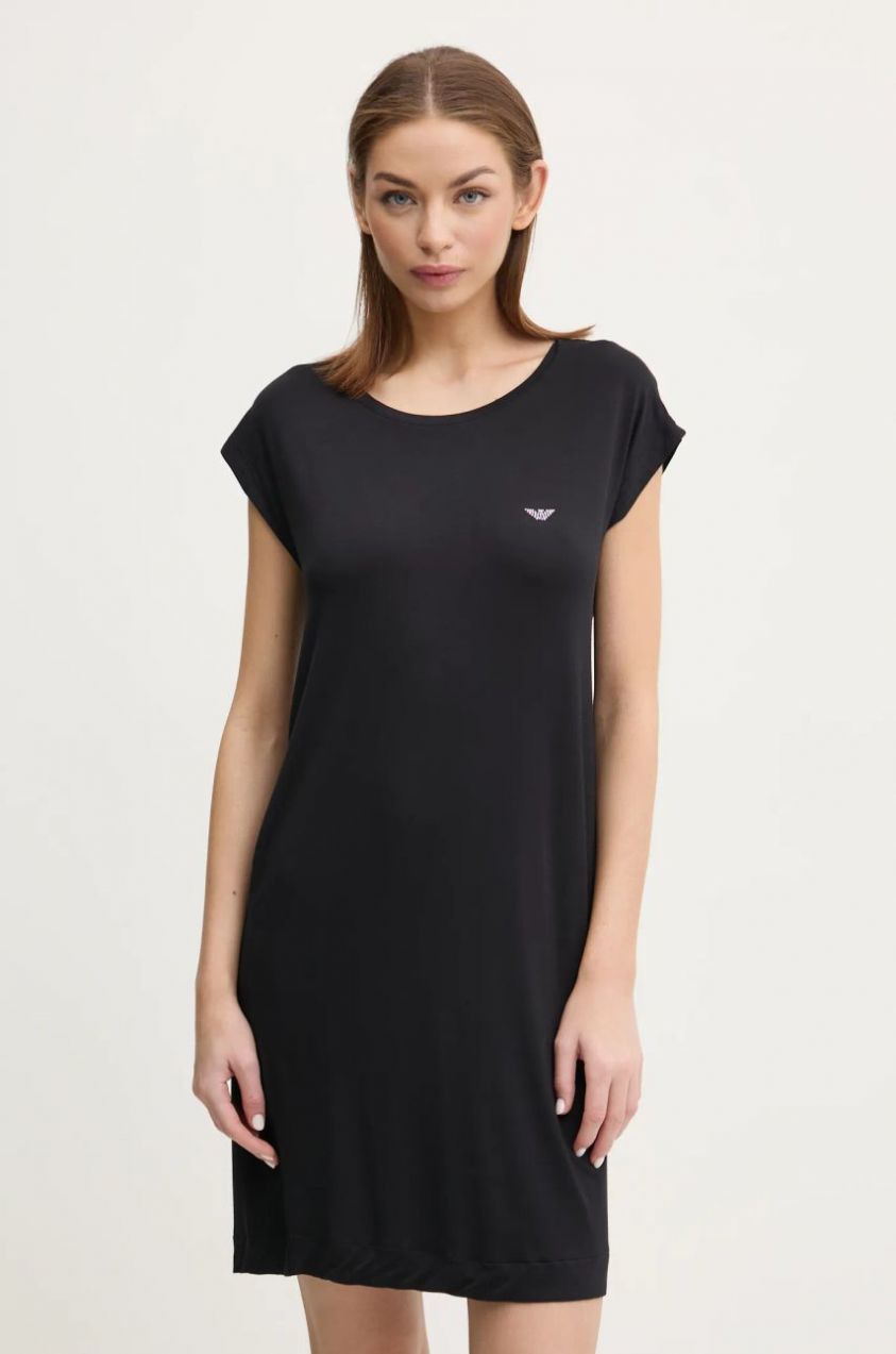 Nočná košeľa Emporio Armani Underwear dámska, čierna farba, bavlnená, EW000521 AF10889