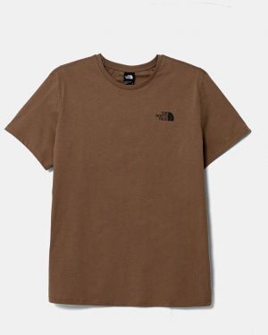 Bavlnené tričko The North Face Box Relaxed dámske, hnedá farba, NF0A87NK6E11