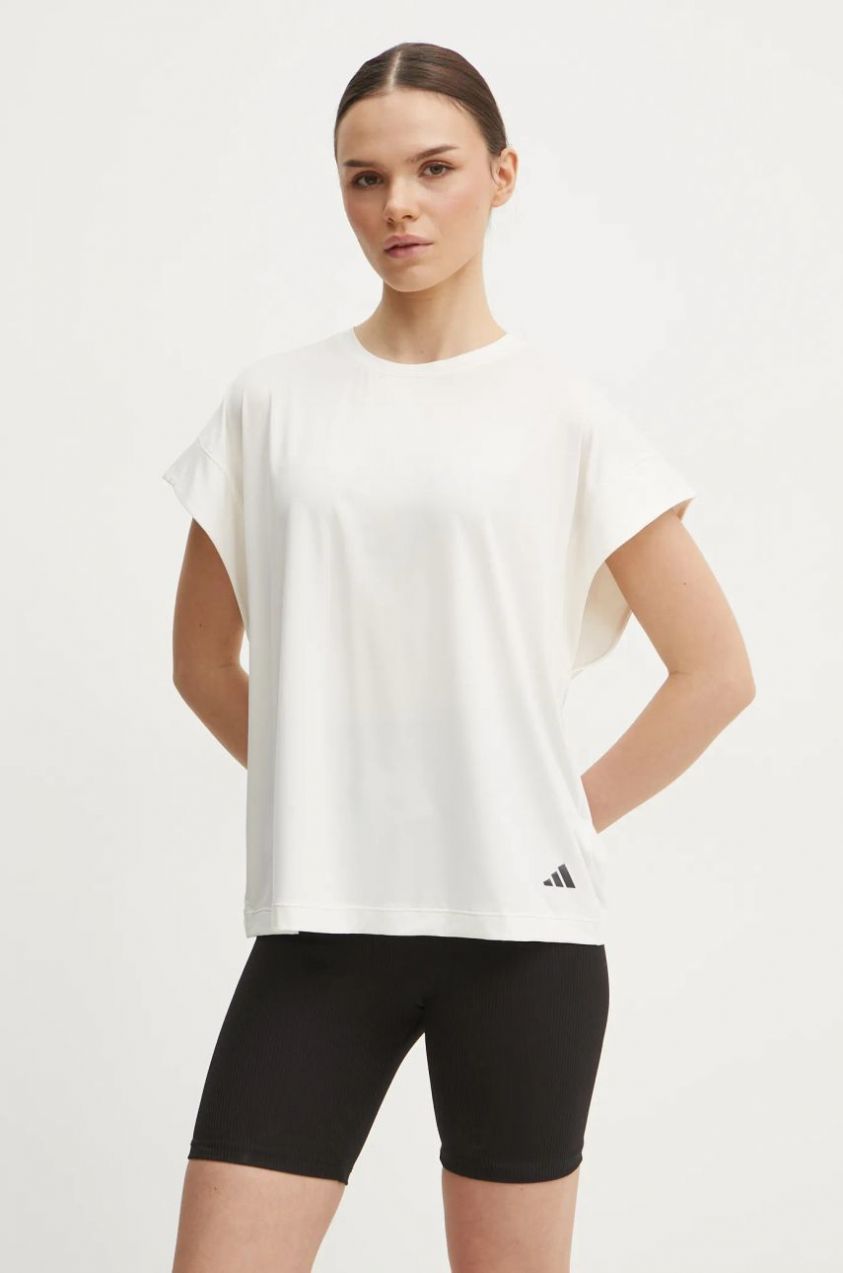 Tričko na jogu adidas Performance béžová farba, JL7799