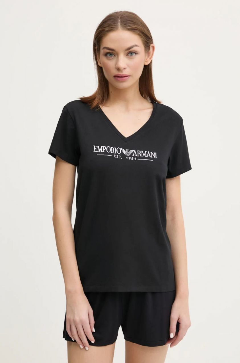 Tričko Emporio Armani Underwear dámske, čierna farba, EW000409 AF10881