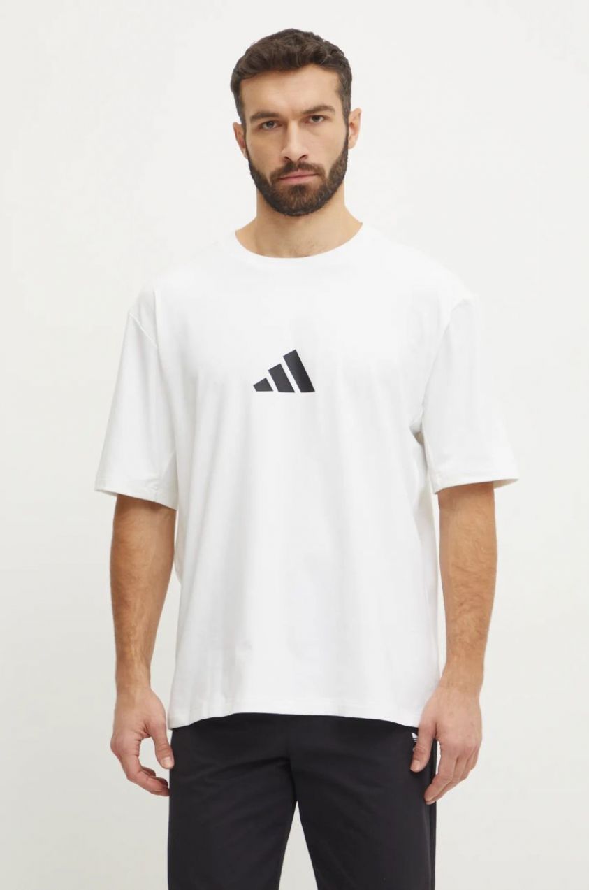 Tričko adidas Z.N.E. pánske, béžová farba, s potlačou, JC5482