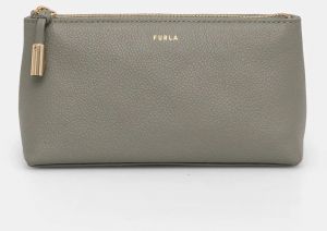 Kožená kozmetická taška Furla zelená farba, WE00710 BX3036 AG700