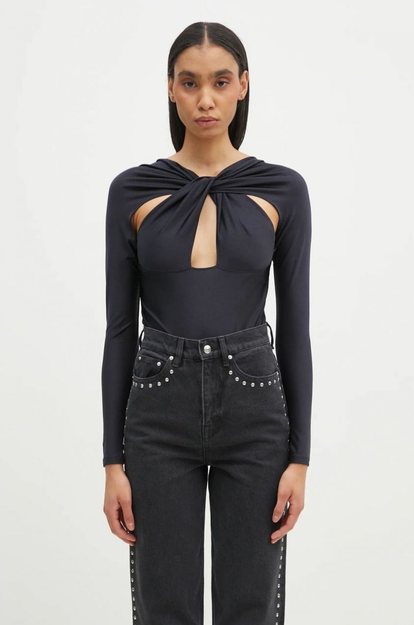 Body Coperni Twisted Cut-Out Jersey Bodysuit dámske, čierna farba, jednofarebná, COPJS19545C