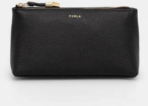 Kožená kozmetická taška Furla čierna farba, WE00710 BX3036 O6000