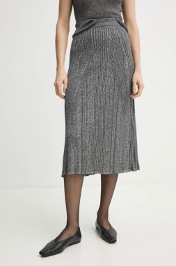 Sukňa AERON MOSSY šedá farba, midi, áčkový strih, SK233562