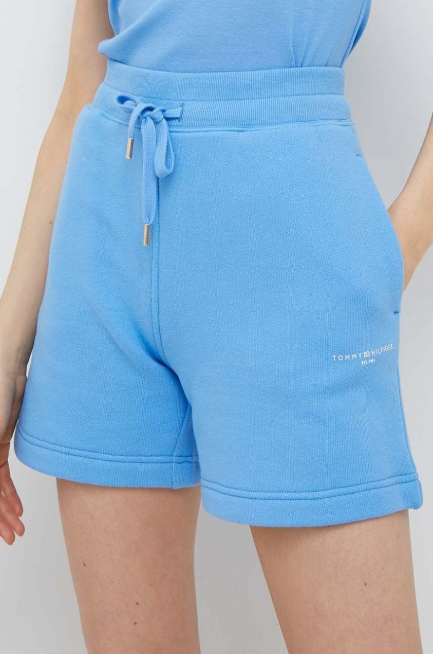 Šortky Tommy Hilfiger dámske, jednofarebné, vysoký pás, WW0WW38348