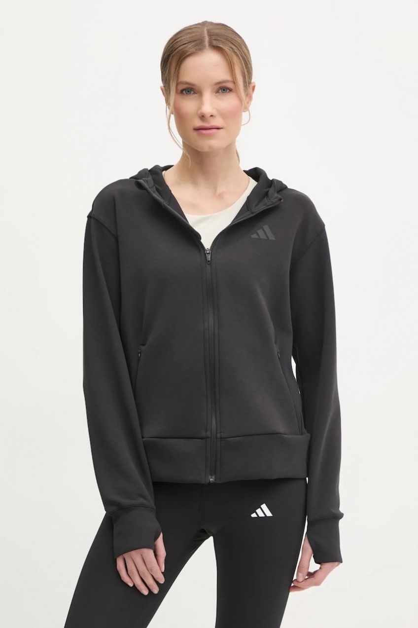 Tréningová mikina adidas Performance Designed for Training čierna farba, s kapucňou, jednofarebná, JP2654