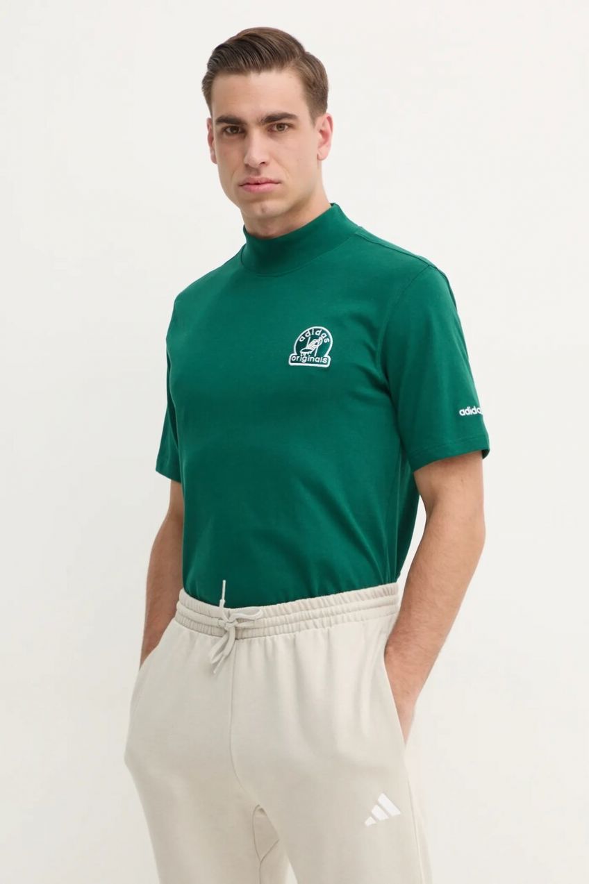 Tričko adidas Originals GRFX TEE pánske, zelená farba, jednofarebné, JC8368
