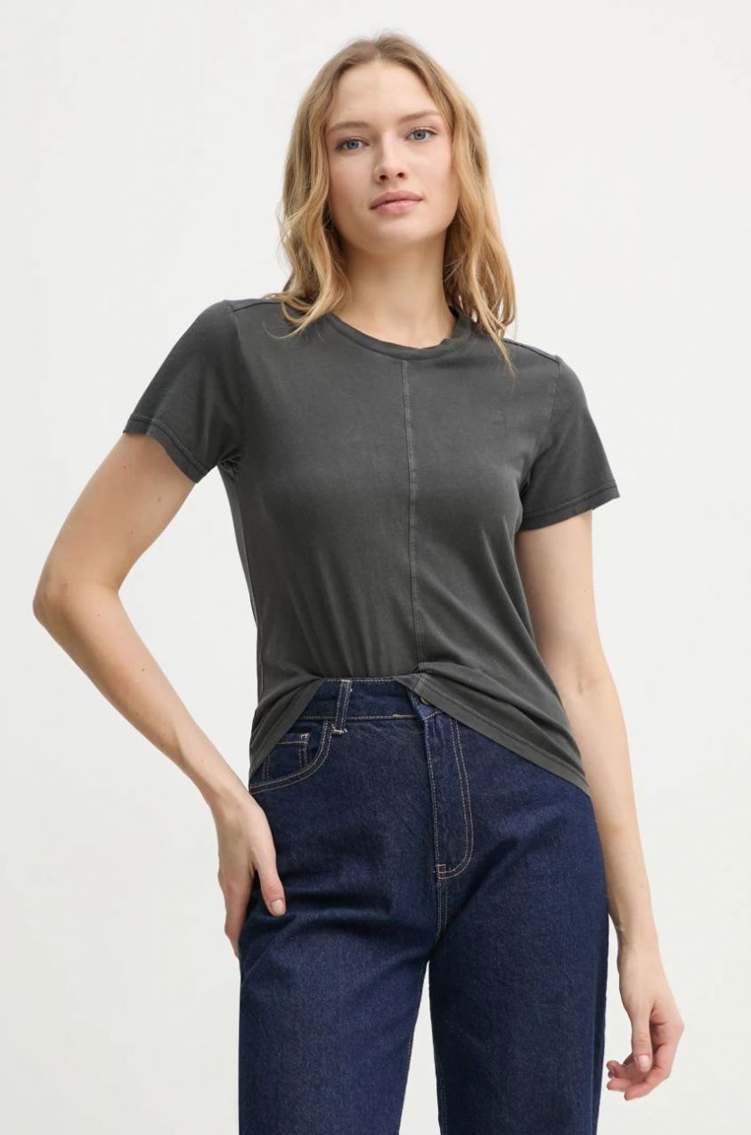 Bavlnené tričko G-Star Raw dámske, šedá farba, D24499-B059