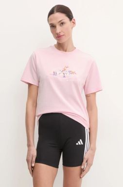 Bavlnené tričko adidas W Elem Flrl Tee dámske, ružová farba, JP0114