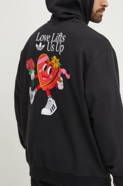 Mikina adidas Originals MBN HOODIE pánska, čierna farba, s kapucňou, s potlačou, JP0980