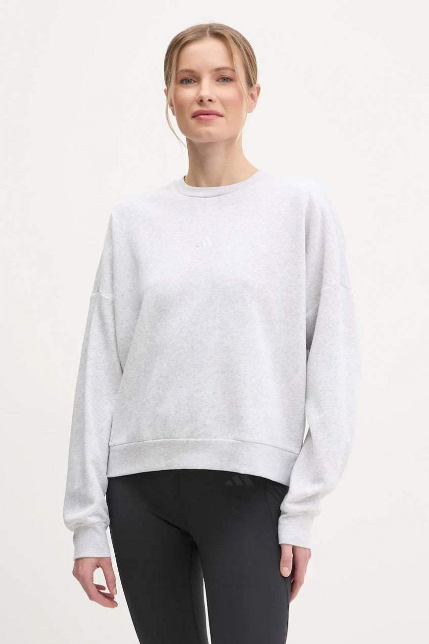 Mikina adidas Essentials dámska, šedá farba, melanžová, JI6060
