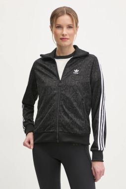 Mikina adidas Originals SNAKE FB TT dámska, čierna farba, vzorovaná, JI8404