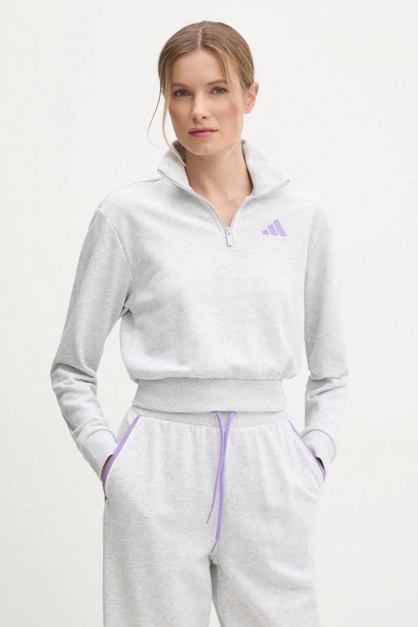 Mikina adidas W CB Color Pop dámska, šedá farba, jednofarebná, JN6989