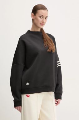 Mikina adidas Originals Neuclassics dámska, čierna farba, s nášivkou, JI8520