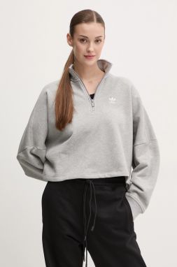 Mikina adidas Originals Essential dámska, šedá farba, jednofarebná, IY9681