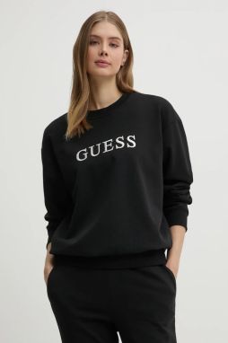 Mikina Guess SOFIA dámska, čierna farba, s nášivkou, O5RQ03 KCO31