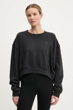 Bavlnená mikina adidas Originals Nelson dámska, čierna farba, s potlačou, JC8335