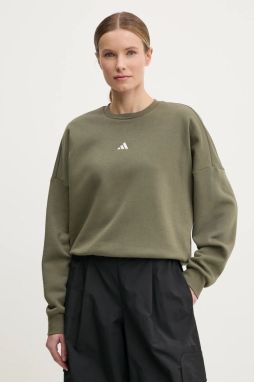 Mikina adidas Essentials dámska, zelená farba, jednofarebná, JI6064