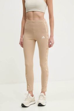 Legíny adidas Essentials Animal dámske, béžová farba, s nášivkou, JM1661