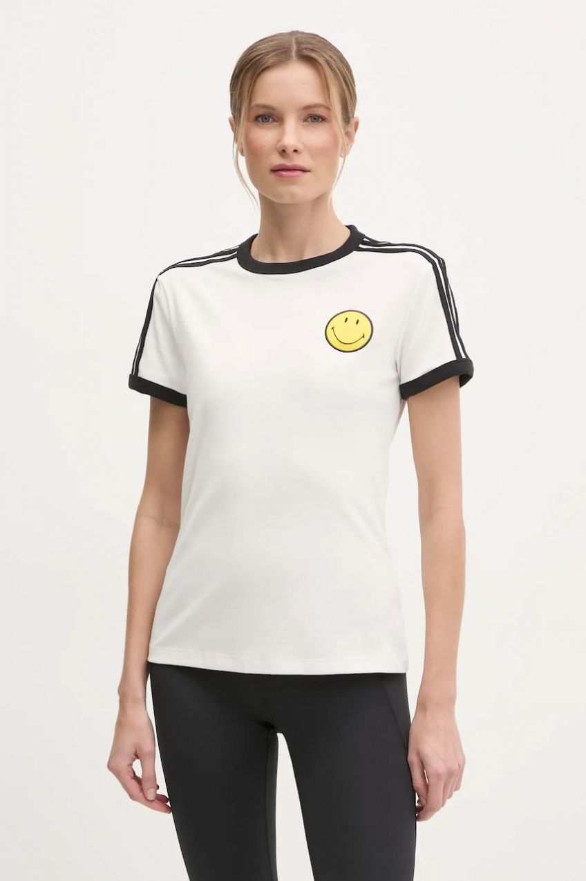 Tričko adidas Originals X Smiley dámske, béžová farba, JD3591