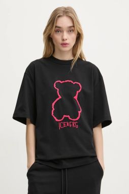 Bavlnené tričko Iceberg dámske, čierna farba, F5B2 6327